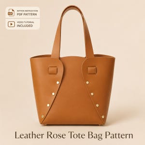 Modèle de sac fourre-tout en cuir PDF, modèle de sac en cuir bricolage sans couture avec vidéo, modèle de maroquinerie pour débutants, téléchargement immédiat