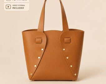 Patrón PDF para bolso de cuero, plantilla para bolso de cuero sin costuras con video, patrón para principiantes en marroquinería, descarga instantánea.