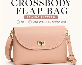 Patrón de bolso de cuero en PDF, patrón de cartera de cuero, patrón de bolso bandolera, patrón de bolso cruzado, patrón de bolso en PDF, videotutorial