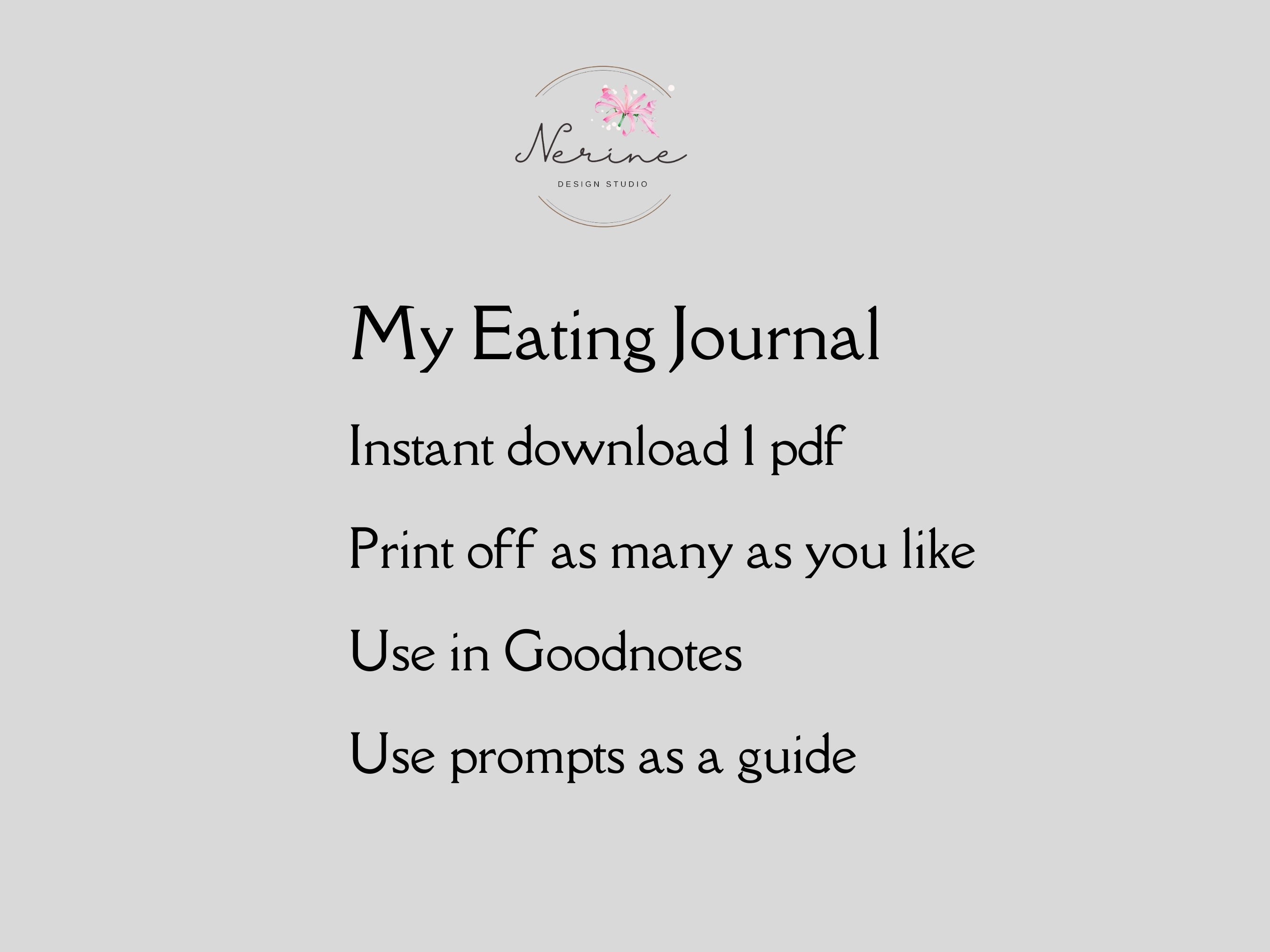 My Eating Journal, Printable Meal Planner, Goodnotes Planner, Daily