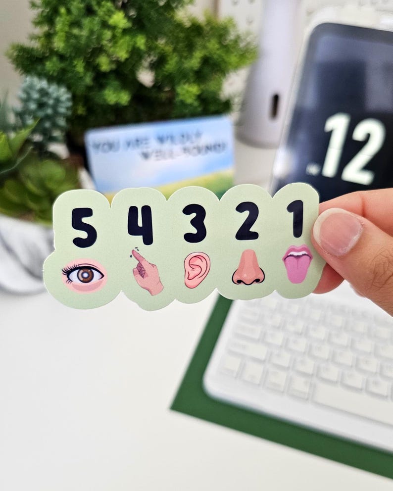 5-4-3-2-1 Grounding Icons Sticker, Sensory Mindfulness Decal ...