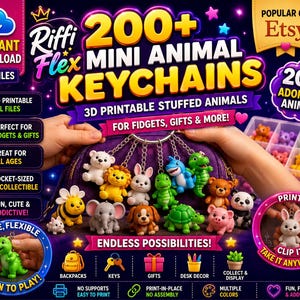 200+ Mini Animal Keychains STL – 3D Printable Stuffed Animals for Fidget & Gifts