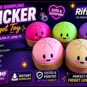 Kawaii Dumpling Fidget Toy | Geprinte, beweegbare clicker (STL-download)