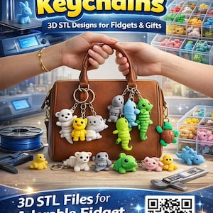 200+ Mini Animal Keychains STL – 3D Printable Stuffed Animals for Fidget & Gifts