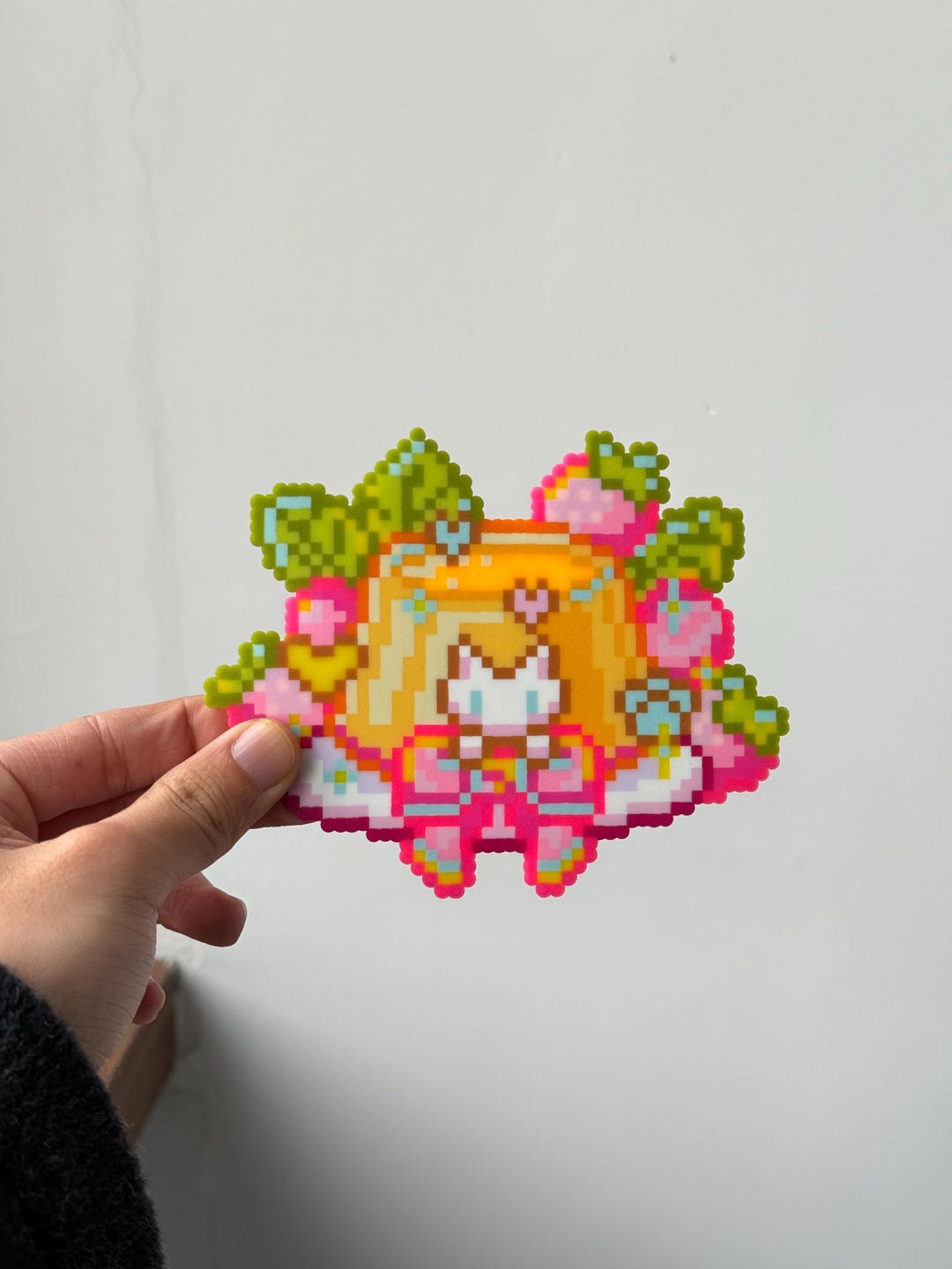 Pixel Handmade Things Kawaii Pudding Cat Pixel Art, Handmade Perler Beads, Cute Desk or Wall ...