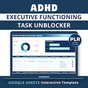 ADHD Executive Functioning System | Google Sheets Undated Task Initiation Template | PLR Resell