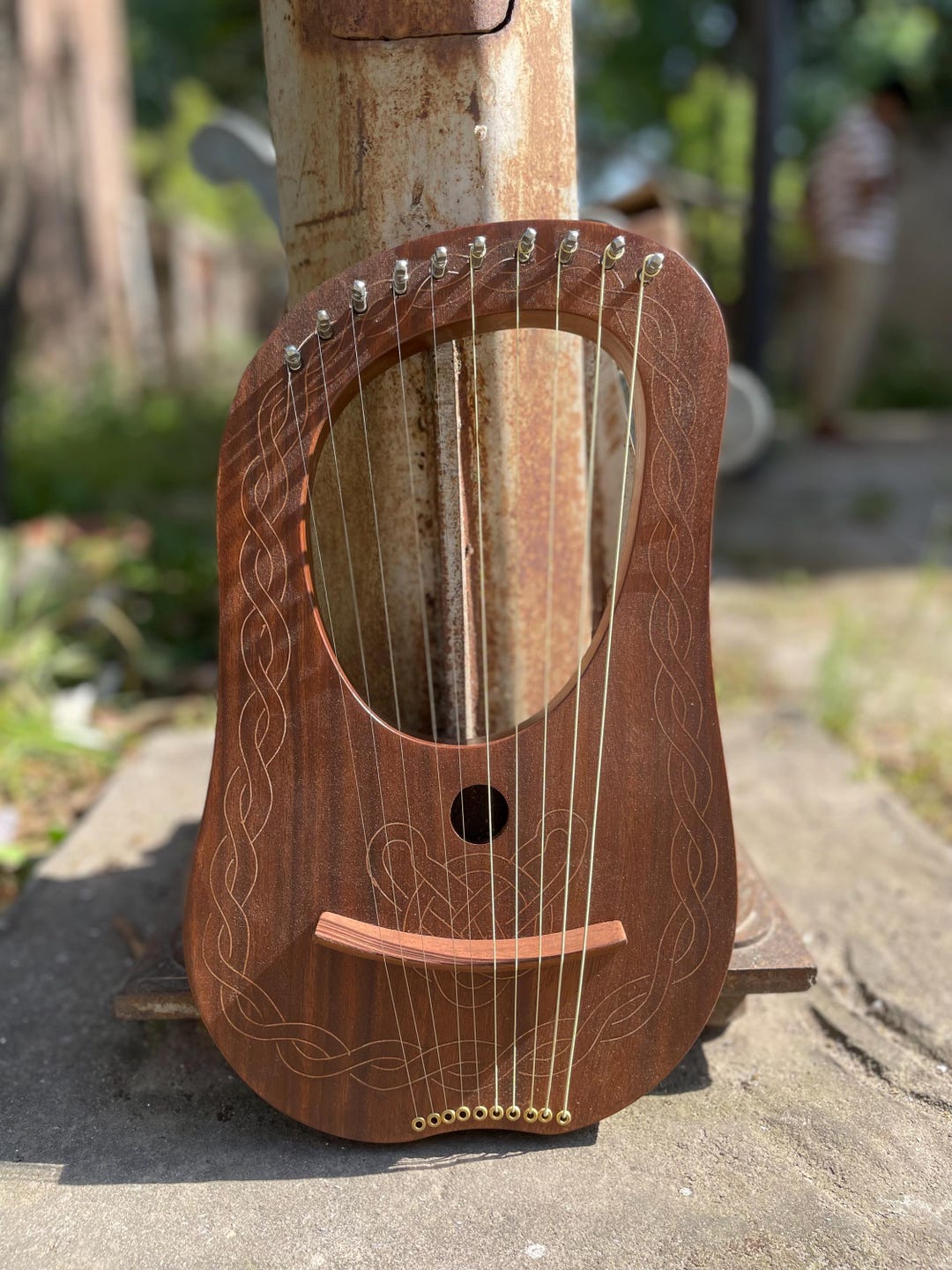String Cnc Handmade 10 String CNC Lyre Harp Natural Rosewood Lyre Harp With Free ...
