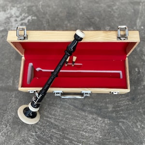 Puntero de práctica escocés con estuche de madera, juego de puntero de gaita Bombard negra con 2 cañas