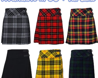 Ladies Scottish Tartan Kilt Skirt Back Pleated 20" Inch Length Skirt Traditional Handmade Girls Mini Skirt Available in 60 + Tartans