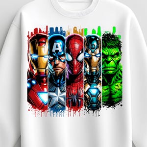 Kids Superhero Squad PNG| Colorful Comic Superhero Team Shirt Design | High Resolution Digital T-Shirt Print PNG