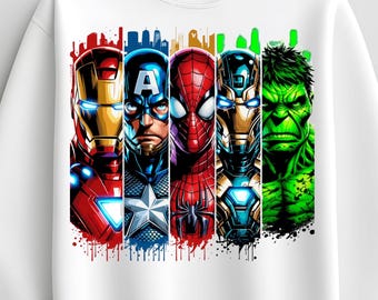 Avengers Superhero Squad PNG| Colorful Comic Superhero Team Shirt Design | High Resolution Digital T-Shirt Print PNG