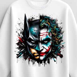 Split Face Dark Comic Style T-Shirt | Comic Book Superhero T Shirt Graphics Design | Digital Download Sublimation