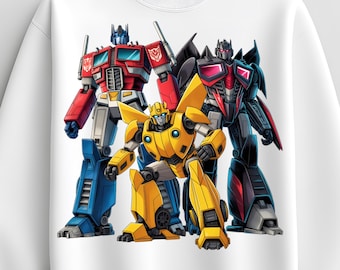Retro Transforming Robot Squad PNG | Kids Robot Heroes Graphic for T Shirt Print | Digital Download Sublimation