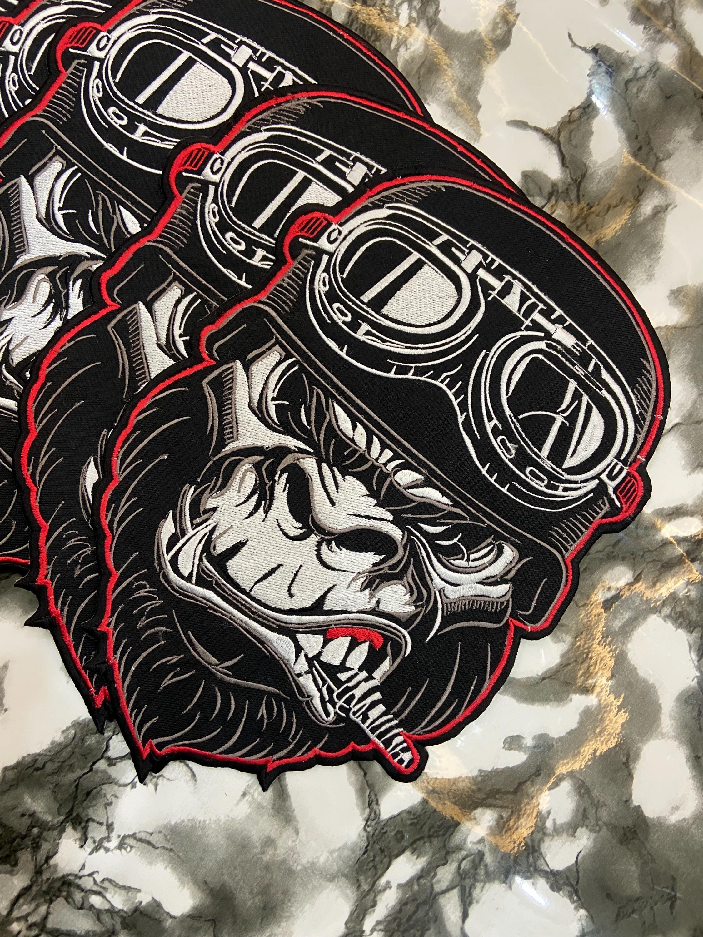 GORILLA PISTON Large Back Patch | Free Rider Iron on for Custom Biker ...