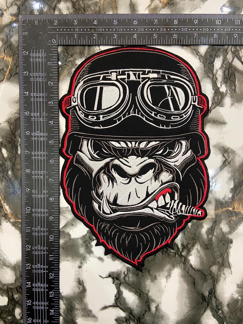 GORILLA PISTON Large Back Patch | Free Rider Iron on for Custom Biker ...