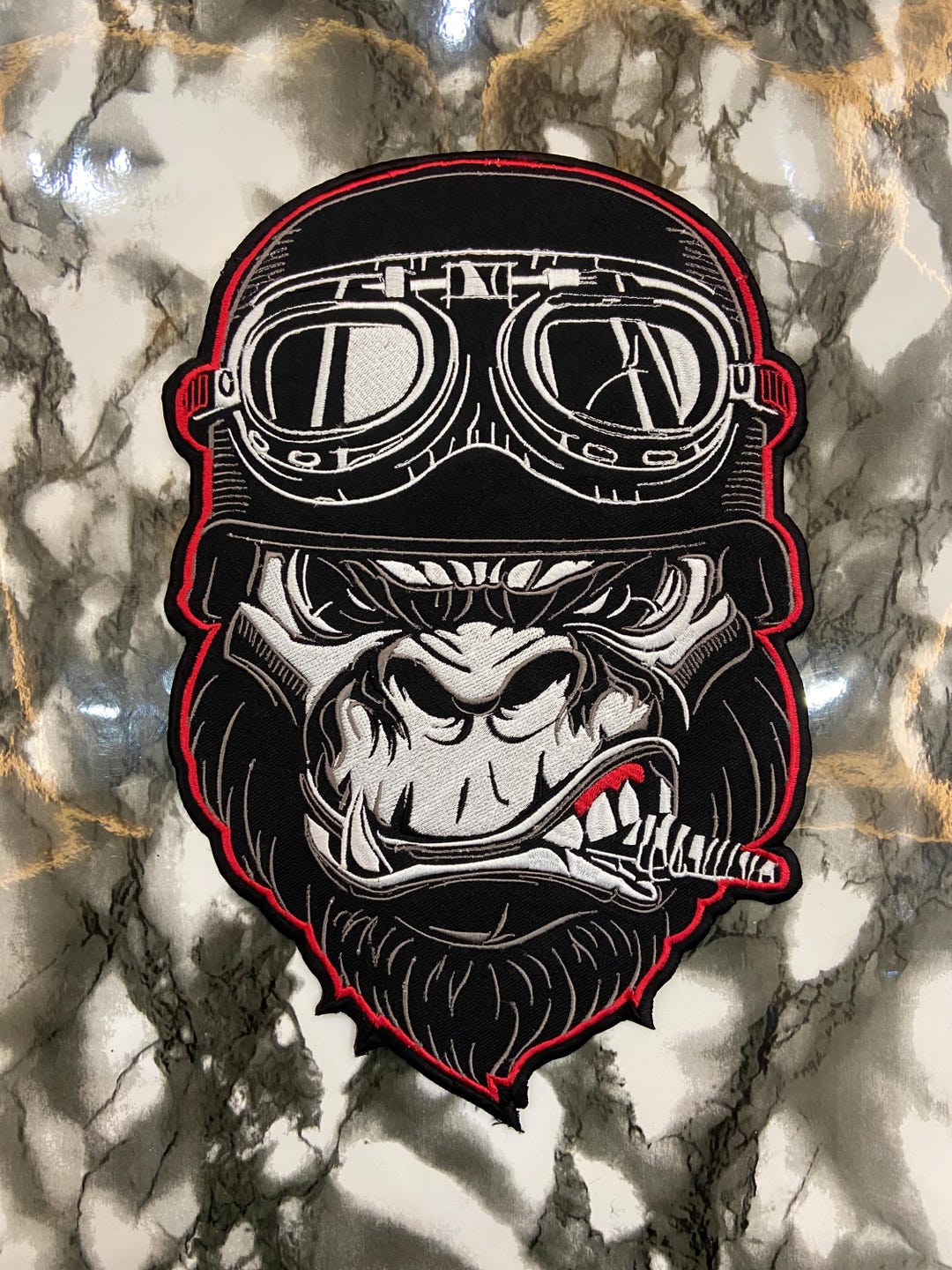 GORILLA PISTON Large Back Patch | Free Rider Iron on for Custom Biker ...