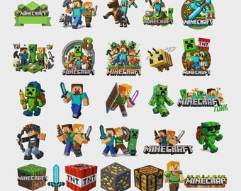 Mine-craft SVG Bundle, Mine.craft PNG SVG, Gamer Clipart, Roblox P, Cricut Cut Files, Gaming Birthday Shirt Design, Digital Download
