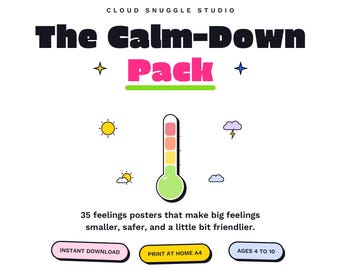 Printable Calm Down Pack, Emotion Regulation Posters, Feelings Chart (Digital Download)