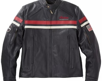 Neue Herren Indische Echtleder Biker Motorradjacke Vintage Schwarz