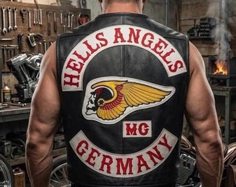 Hells Angels Germany Lederweste Schwarz Biker Motorrad Reitweste