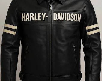 Herren Black Motorradjacke Bikerjacke aus echtem Rindsleder