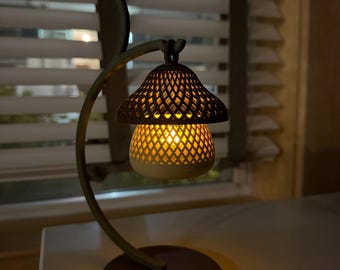 Lámpara de té con forma de hongo – Acogedora linterna con forma de hongo estilo cottagecore – Luz de noche estilo hadas – Decoración de escritorio inspirada en la naturaleza