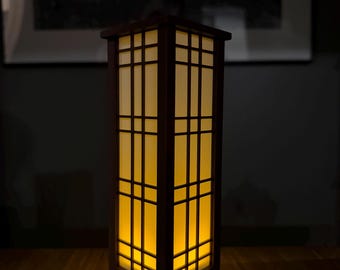 Mini farol japonés Shoji, vela LED con infusión de madera, luz nocturna de decoración zen asiática para el hogar.