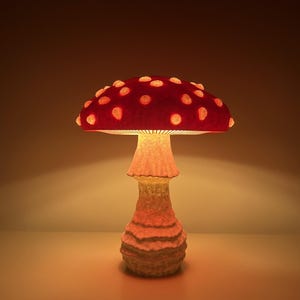 Mushroom Lamp – Cozy Cottagecore Night Light – Bedside Lamp – Soft Ambient Glow – 3 Color Modes, Adjustable Brightness – 7.5 Inch