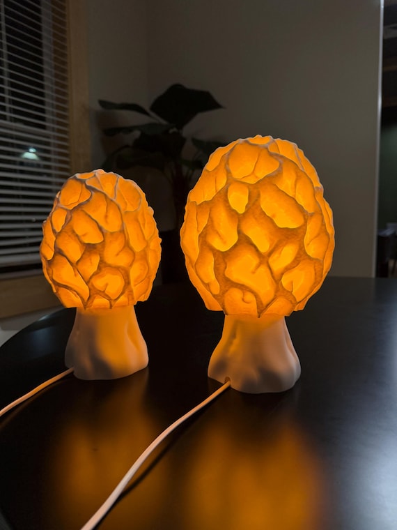Morel Mushroom Table Lamp – Cozy Ambient Bedside Light, 10” or 12”, E26 Bulb Included