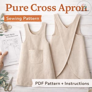 Wzór na fartuch z krzyżowym tyłem | Kuchnia damska DIY (wzór PDF)