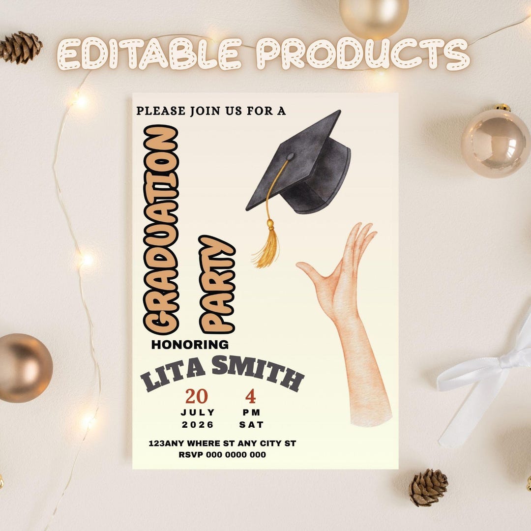 Editable and Printable Graduation Template (5x7) Digital Downloadable ...