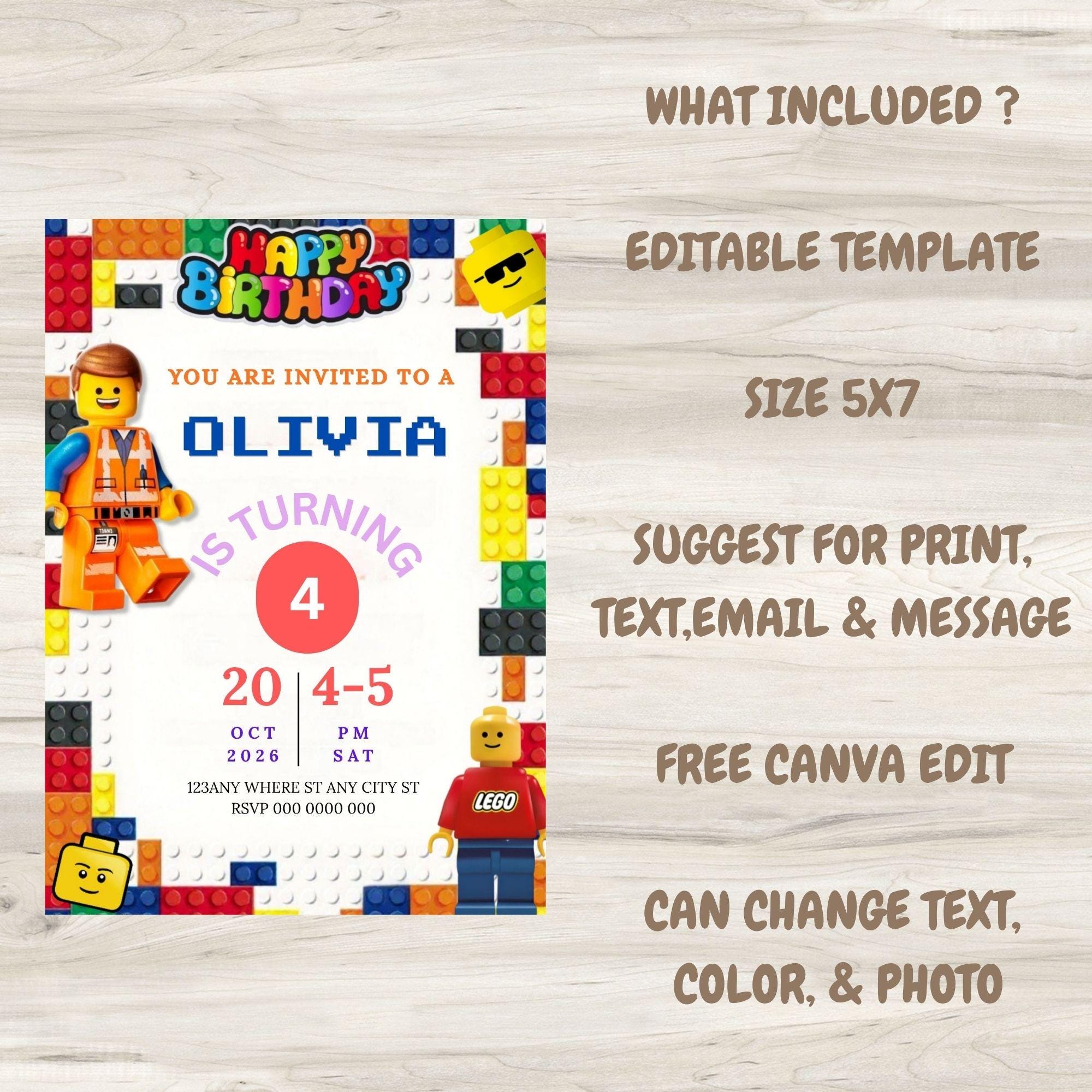 Editable and Printable Number Blocks Invitation Template (5x7) Digital ...