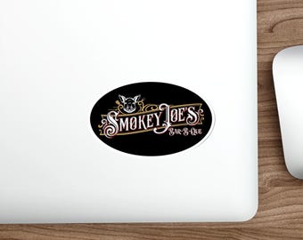 Smokey Joe's Bar-B-Que Logo Sticker | Die-Cut Sticker BBQ Die Cut Vinyl Decal for Truck, Smoker, Cooler