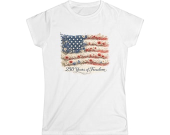 Floral American Flag 250 Years of Freedom Tee | Patriotic USA Shirt