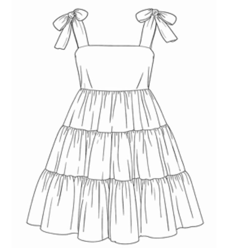 Easy Summer Dress Sewing Pattern | Tiered Midi Dress PDF | Gingham ...