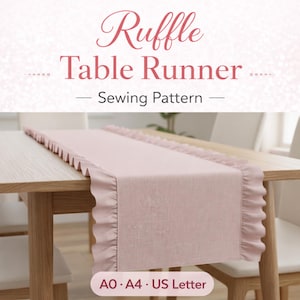 Ruffle Table Runner Sewing Pattern: Kitchen Decor, Home Decor, Illustrated Instruction, Instant Download