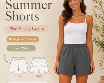 Shorts for Women Pattern | Women Shorts Pattern | Beginner Shorts Pattern | Elastic Waistband Shorts | High Waist Wide Leg Shorts Patterns