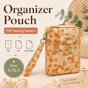 Open-Up Pouch PDF Schnittmuster | Gesteppte Make-up-Tasche, Kulturbeutel, Reiseveranstalter (3 Größen)