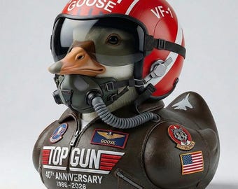 トップガン40周年記念グースダックコレクターズフィギュア、手作りのパイロットラバーダックトリビュート（1986-2026）、映画ファンへのユニークなギフト