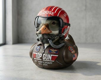 Top Gun 40th Anniversary Goose Duck Collectible Figurine, Handcrafted Pilot Rubber Duck Tribute (1986-2026), Unique Gift for Movie Fans