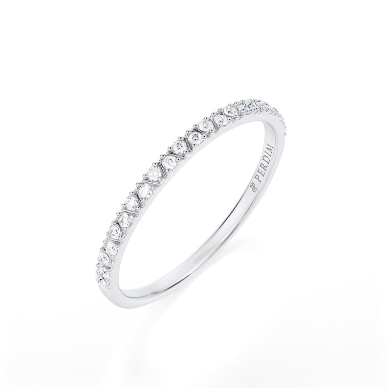 0.14 CT Diamond Solid Gold Dainty Band, Minimalist Stacking Ring - Etsy