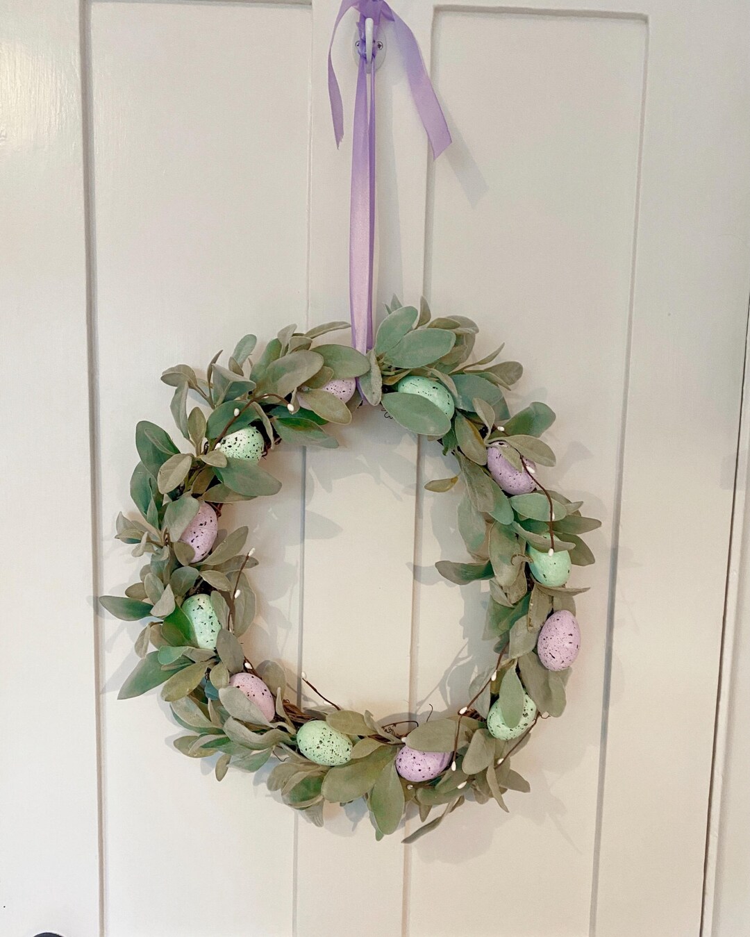 Charming Pastel Pink and Green Easter Egg Wreath for Spring Decor and ...