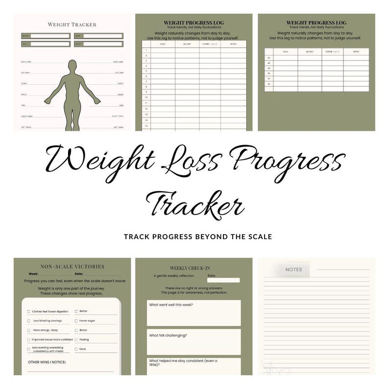 Weight Loss Tracker Printable | Body Progress, Non-scale Wins (PDF) - Etsy