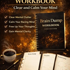 Cuaderno de ejercicios para vaciar la mente / Diario para aliviar la ansiedad y el exceso de pensamiento / Planificador de claridad mental / Plantilla imprimible para organizar los pensamientos / Autoayuda para la productividad