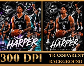 Dylan Harper Spurs PNG Retro San Antonio Basketball Shirt Design (Digital Download)