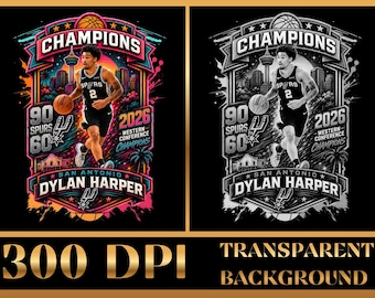Dylan Harper Spurs PNG Retro San Antonio Basketball Shirt Design (Digital Download)