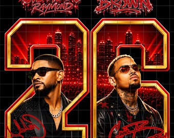 Usher Chris Brown Raymond und Brown R&B Tour 2026 PNG (Digitaler Download)