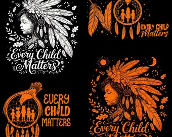 Every Child Matters PNG: Indigenes Mädchen, Federn, Trommel, Mokassins (Digitaler Download)