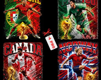 World Cup 2026 Soccer PNG Bundle (Mexico, Canada, Portugal, Norway) (Digital Download)