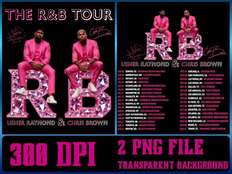 Usher Chris Brown Tour 2026 Fan Art PNG (Digital Download)